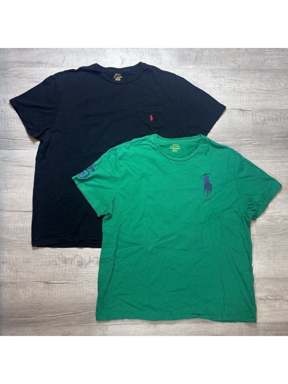 Lot of 2 Polo Ralph Lauren Green Black T-Shirts Men's Sz 2XL Embroidered Casual